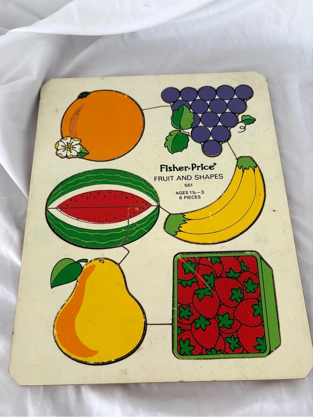 Vintage 70s wood puzzle fruits children’s toy toddlers fisher price